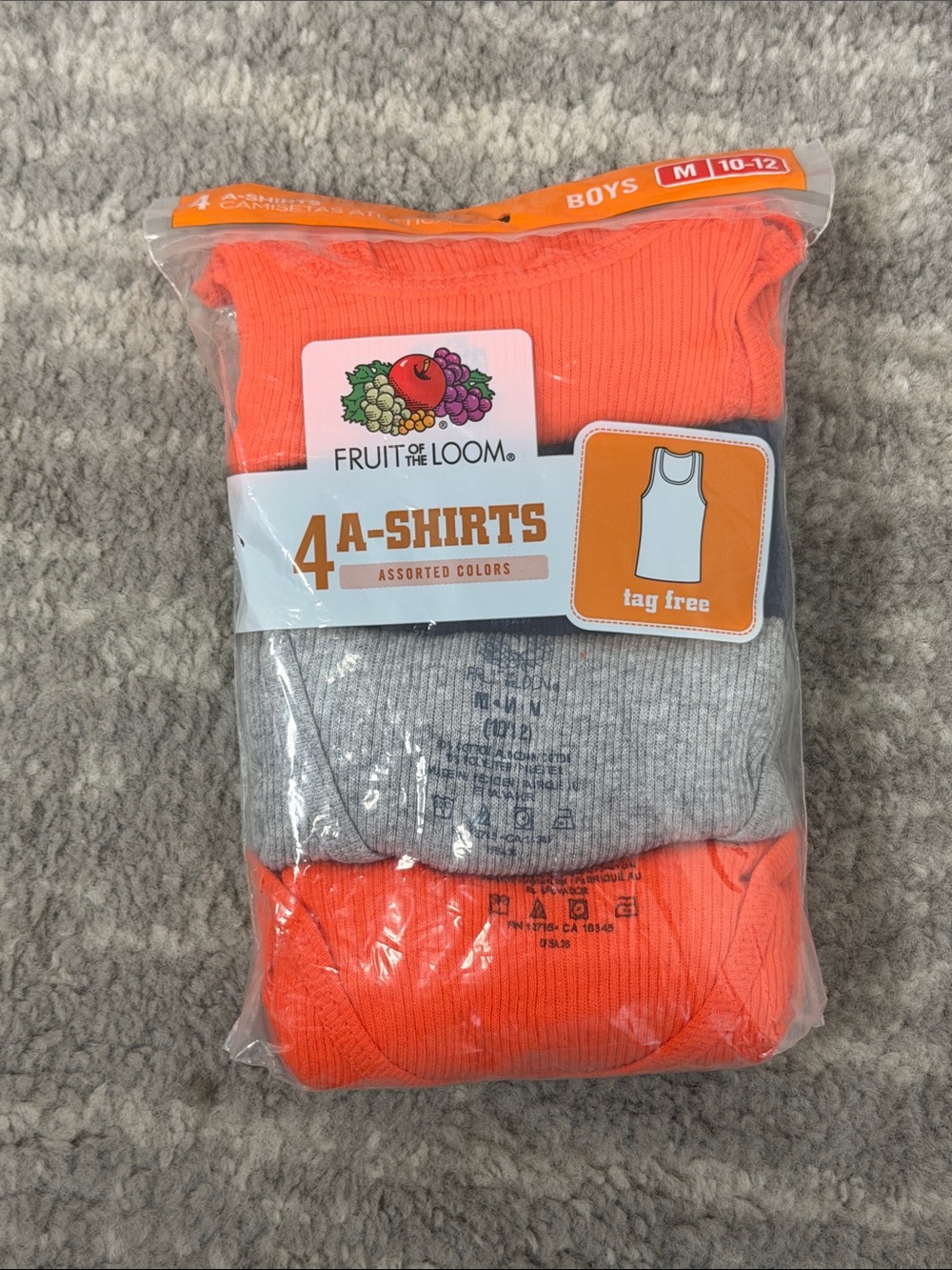 Fruit of the Loom Boys 4-Pack Tank Tops – Neon Orange & Heather Gray